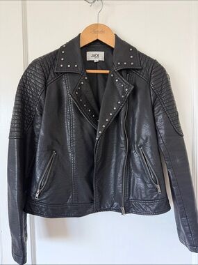 Jack by BB Dakota Black Studded Quilted Moto Jacket